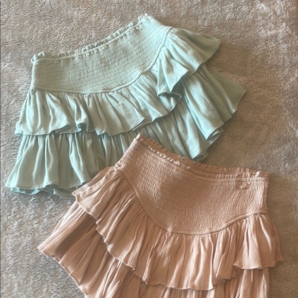 rock n rags Dresses & Skirts - Light Mint Green and tan/beige Mini Ruffled Skorts